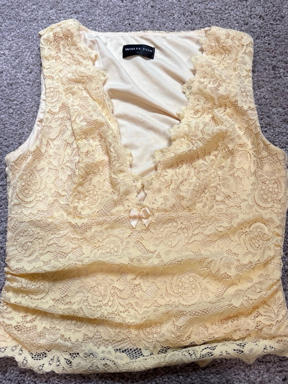 Women's Yellow Lace V-Neck Tank Top
